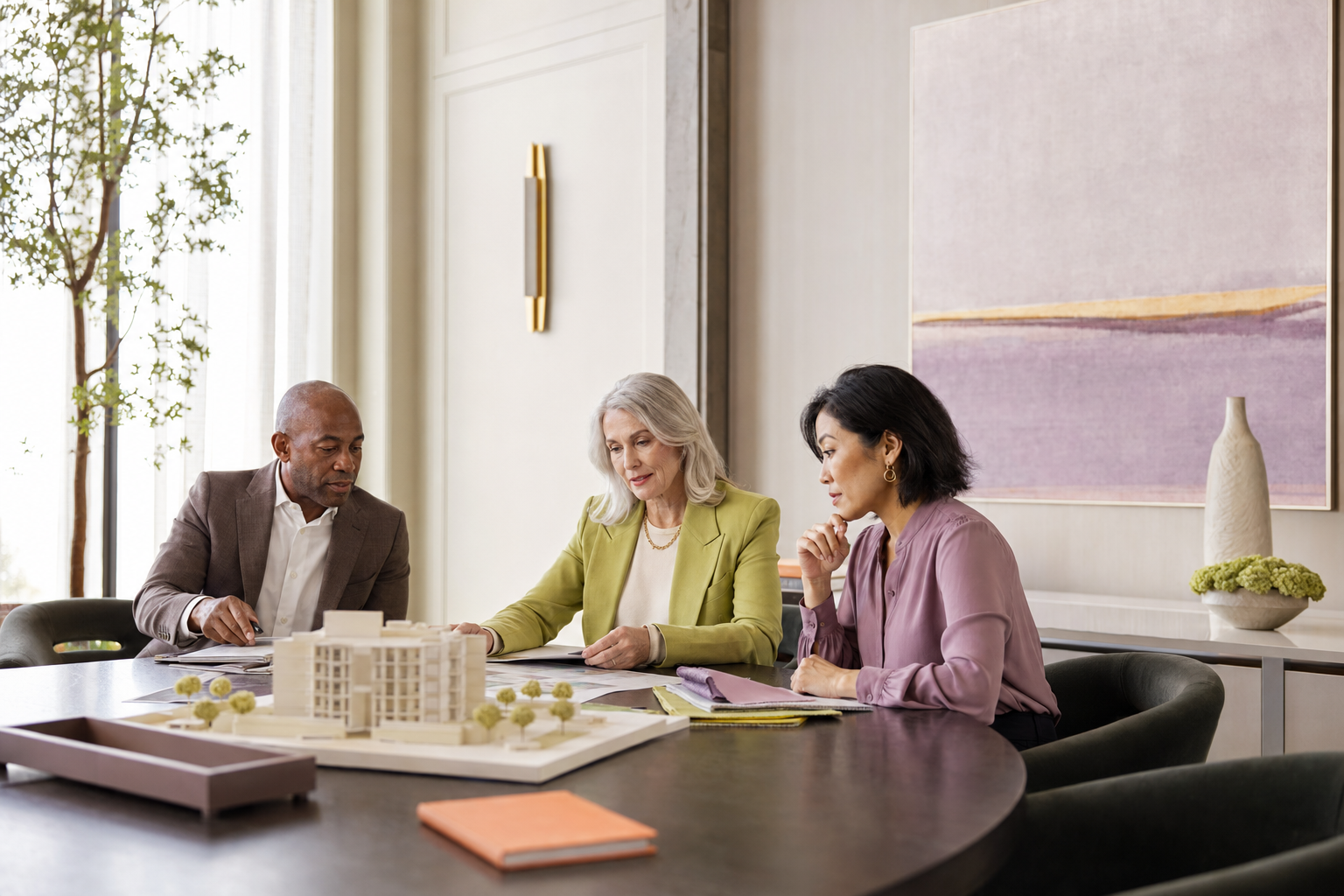 Private-capital professionals collaborating in an institutional setting